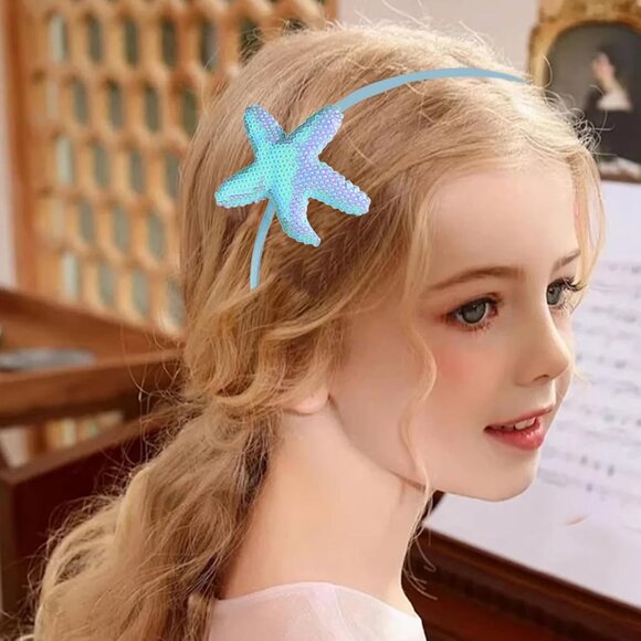 Starfish Headband Summer Hairbands Blue Sequin Star Design Head Wear Gifts for W - Picture 6 of 7